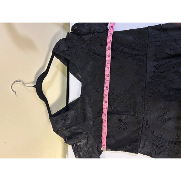 Lane Bryant Women's Black Lace V-Neck 3/4 Sleeve Dress back zipper Size 14 Midi - Picture 6 of 8